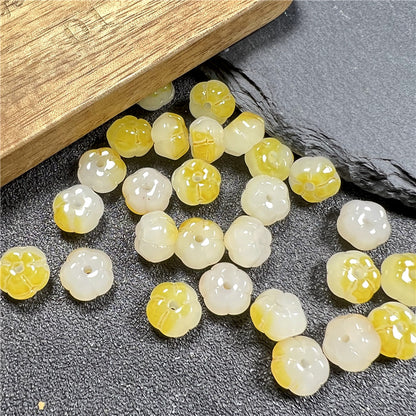 Czech Glass Beads Pumpkin 8mm Imitation Gold Jade 50pcs