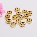 Brass Flat Pumpkin Striped Metal Beads 4-8mm Antique Gold Tone 100pcs