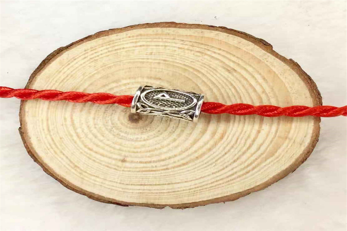 Tube Metal Beads Viking Note Patterned Silver Tone 100pcs 16