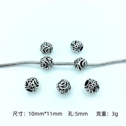 Hollow Spherical Metal Beads Large Hole Intricate Floral Cut-Out 100pcs 14