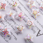 UV Plating Star Acrylic Beads 20mm White Printed 50pcs 3