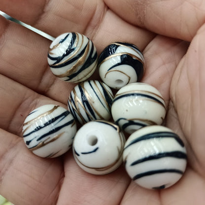 Imitation Ceramic Brushing Acrylic Beads 16mm Colorful Swirl 100pcs 12