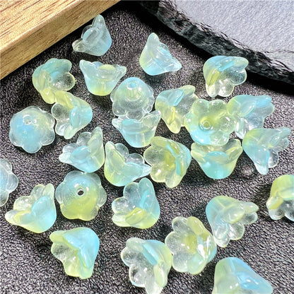 Czech Glass Beads Flower 12mm Iridescent Crystal Clear 50pcs 21