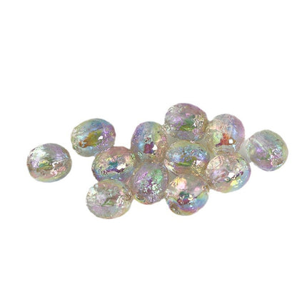 Transparent Oval Acrylic Beads 11x10mm UV Plating Wrinkled 50pcs 5