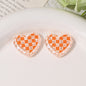 Transparent Heart Acrylic Beads 26mm Two-Color Plaid Lace Edge 10pcs 6