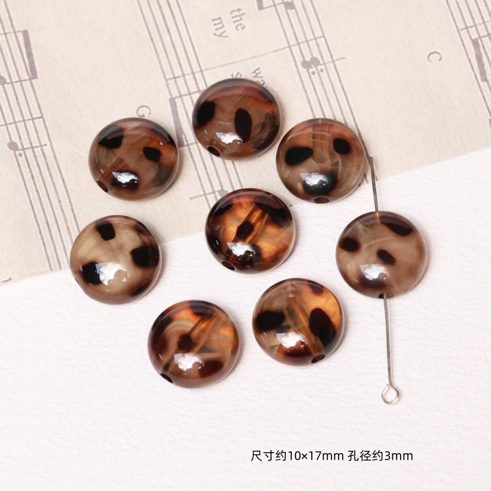 Leopard Pattern Geometric Shape Acrylic Beads Wild Animal Print 10pcs 7