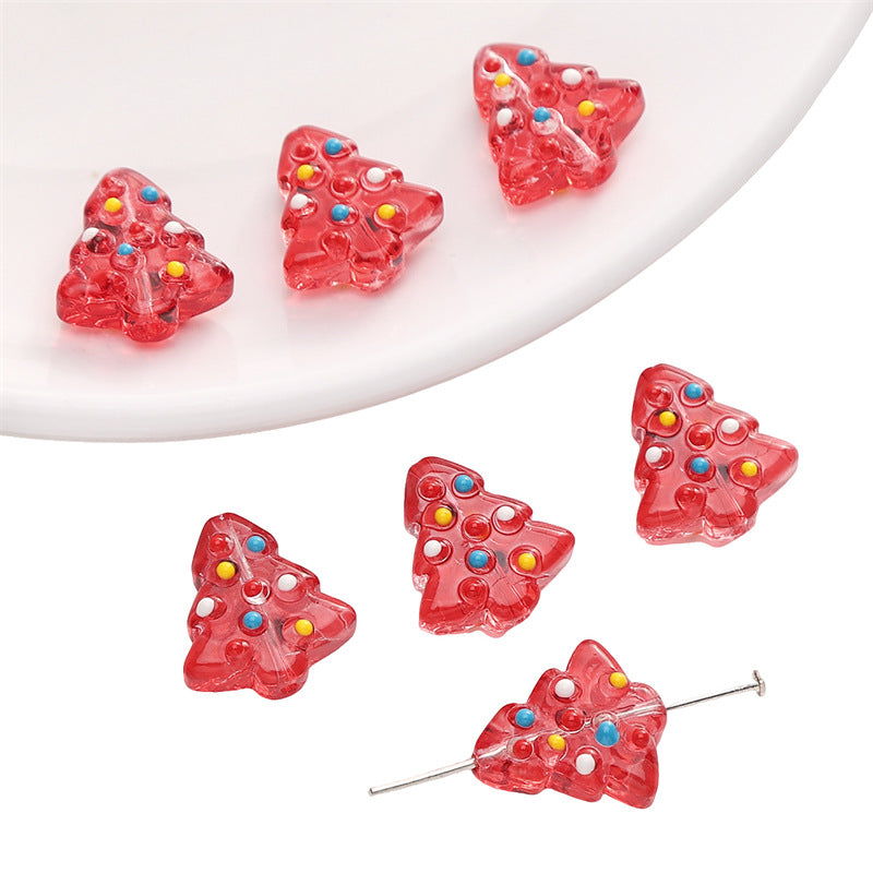 Christmas Tree Transparent Glass Beads 15x16mm Colorful Ornaments 10pcs 8