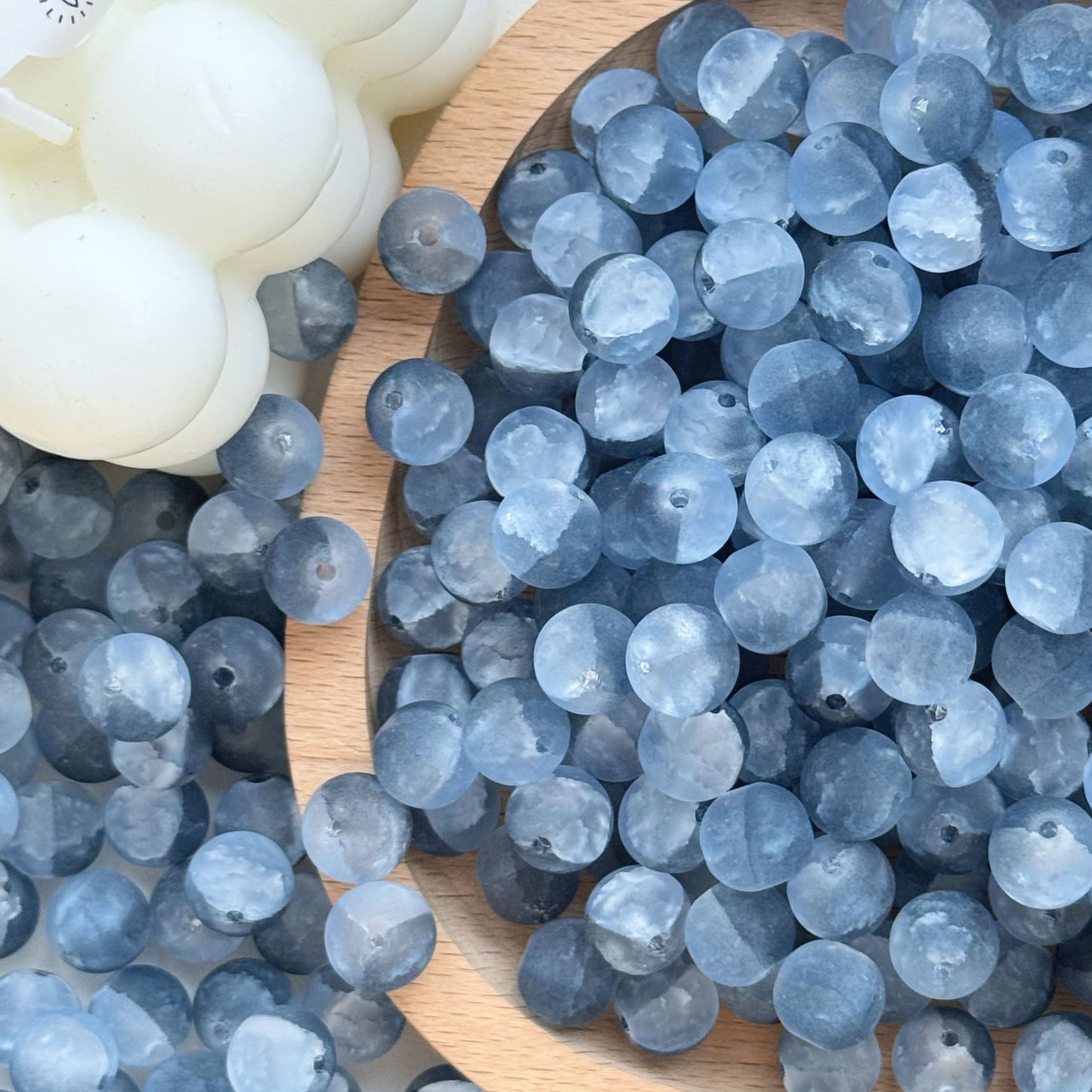 Frosted Round Glass Beads 10mm Jade Crushed Texture 30pcs 7