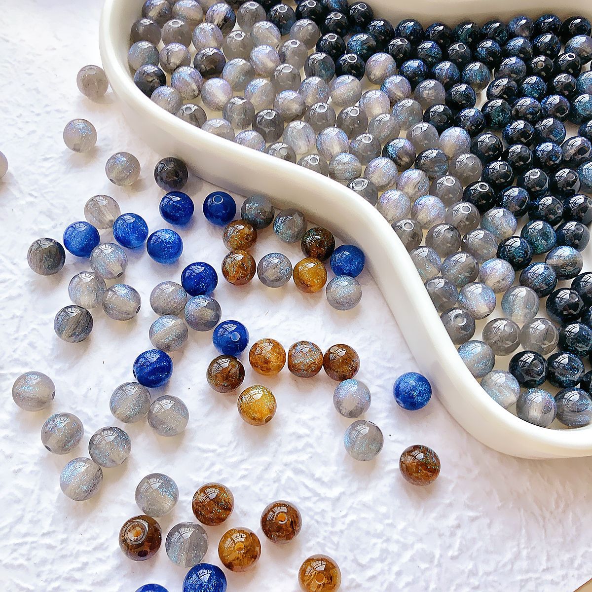 Galaxy Series Resin Beads 10mm Blue Glitter Powder 30pcs 3