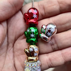Metal Colored Christmas Gloves Acrylic Beads 18mm UV Plating 100pcs