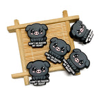 Silicone Focal Beads Black Pig With Don Go Bacon My Heart Text 20pcs 3