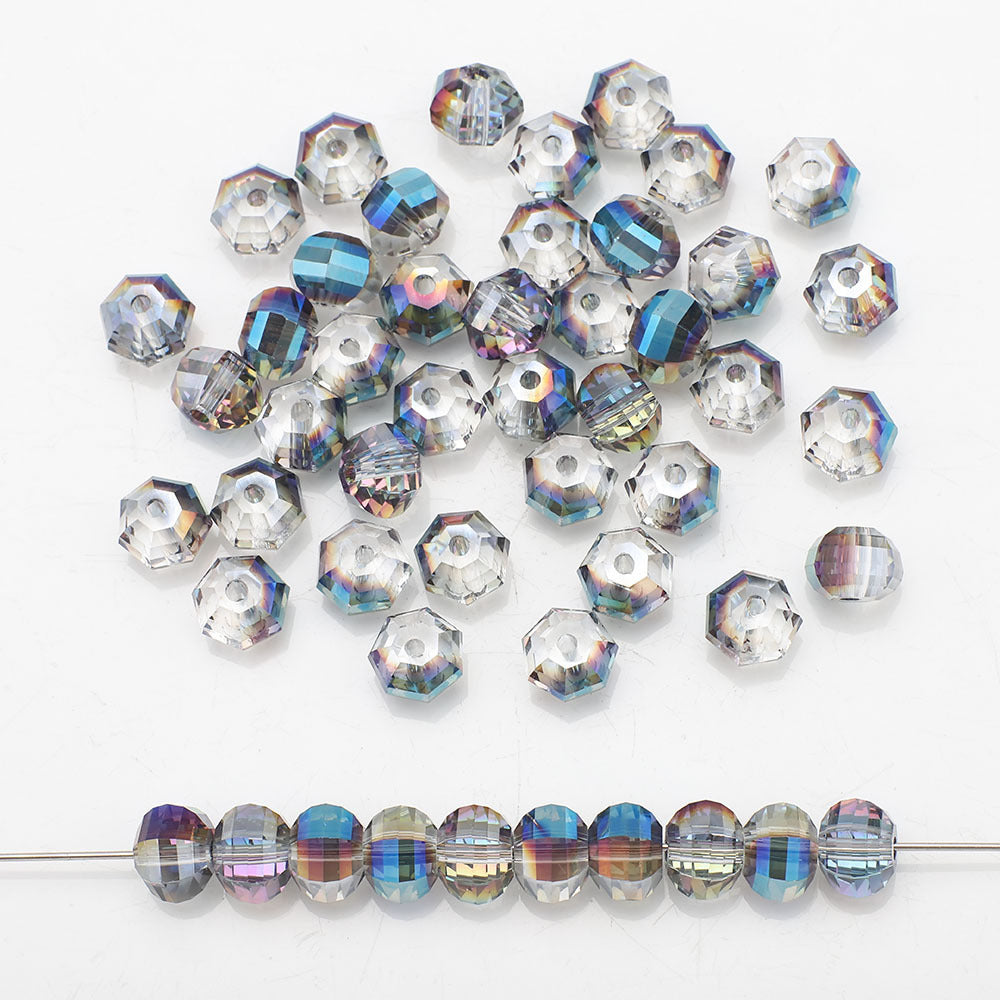 Glass Faceted Spacer Beads 8mm Plating Metallic Color 60pcs 14
