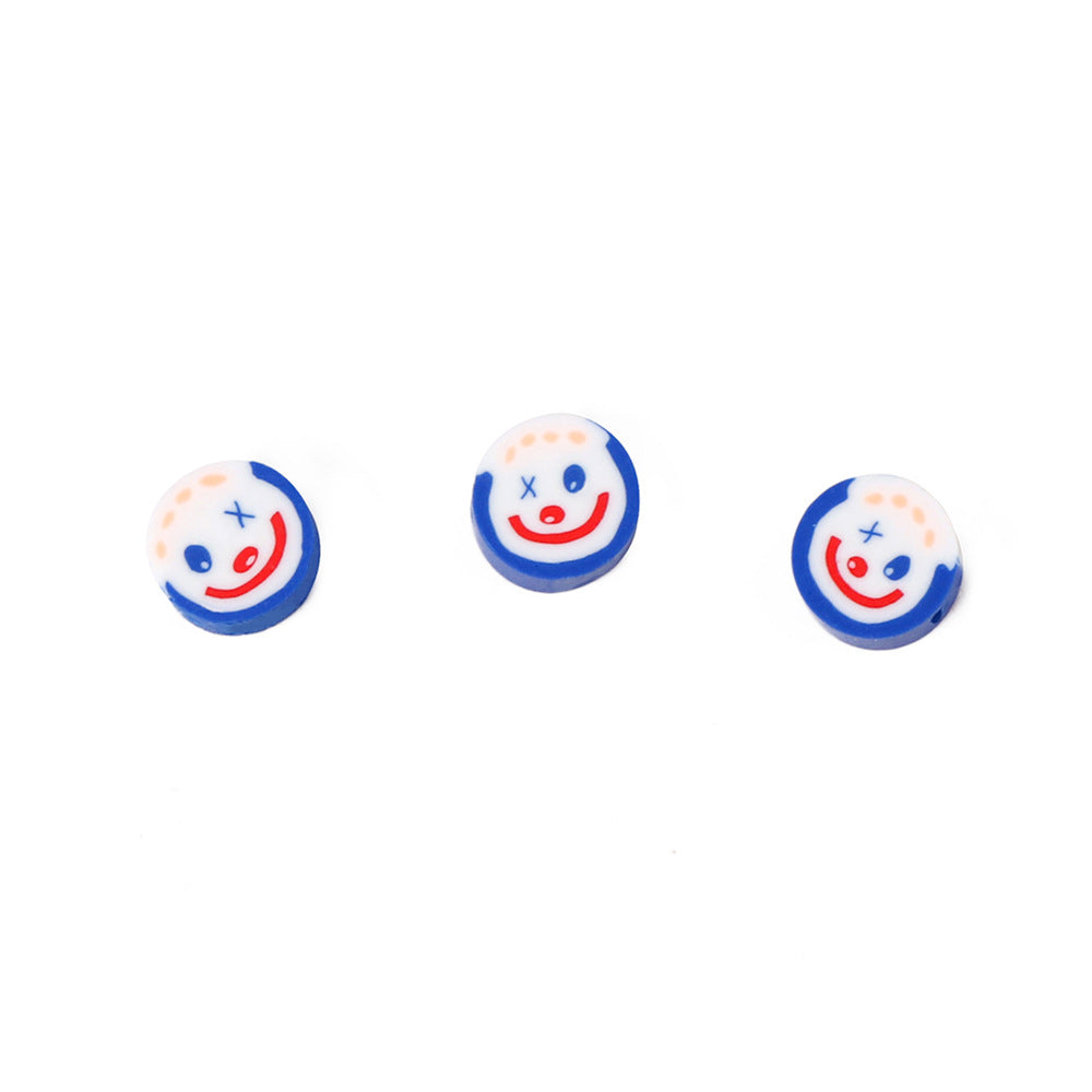 Flat Clay Beads 10mm Clown Anime Colorful Polymer 100pcs 5