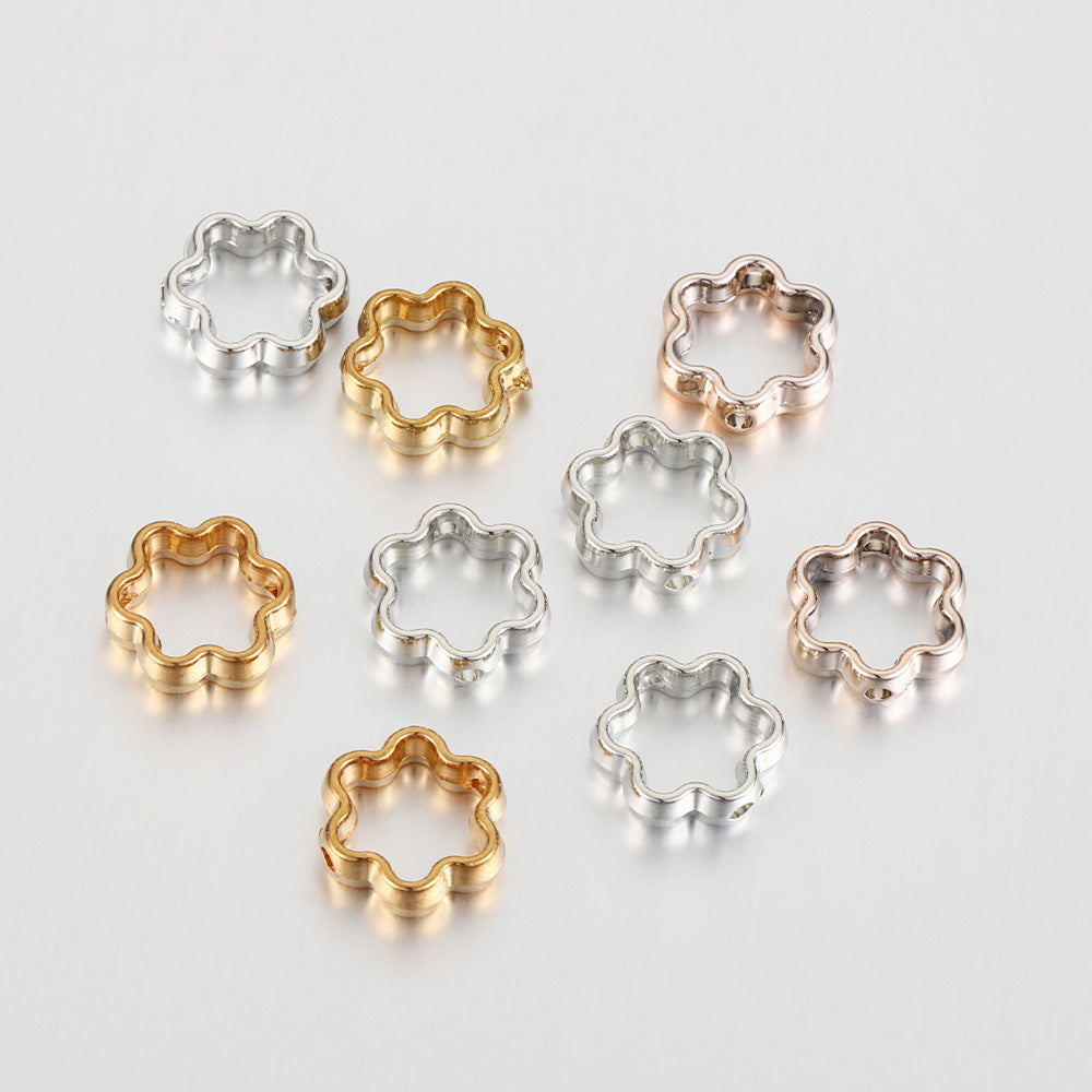 Hollow Six Petal Flower CCB Plastic Beads 12mm Metallic Tones 100pcs