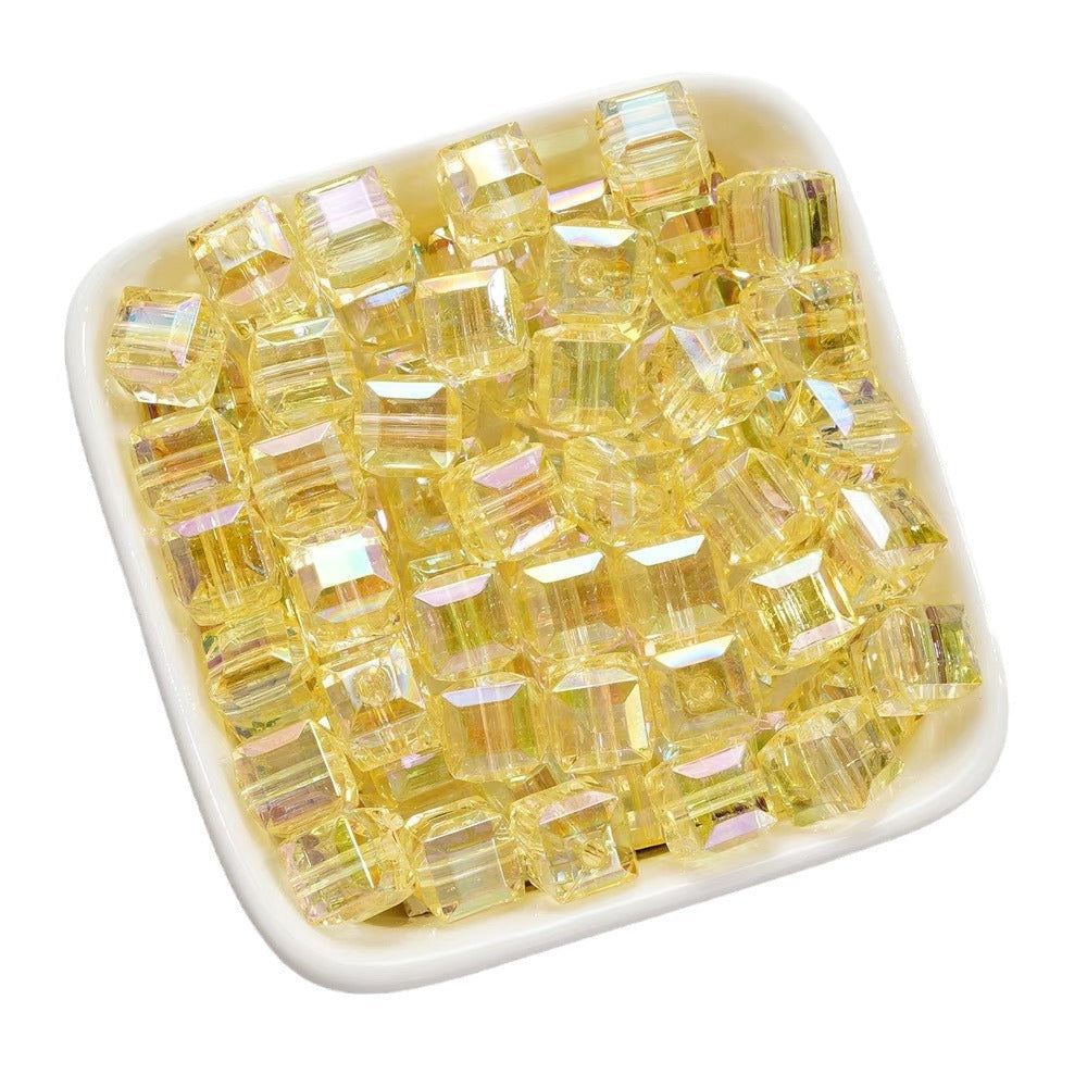 Clear Cubic Acrylic Beads 8mm Faceted Pastel Square 30pcs 5