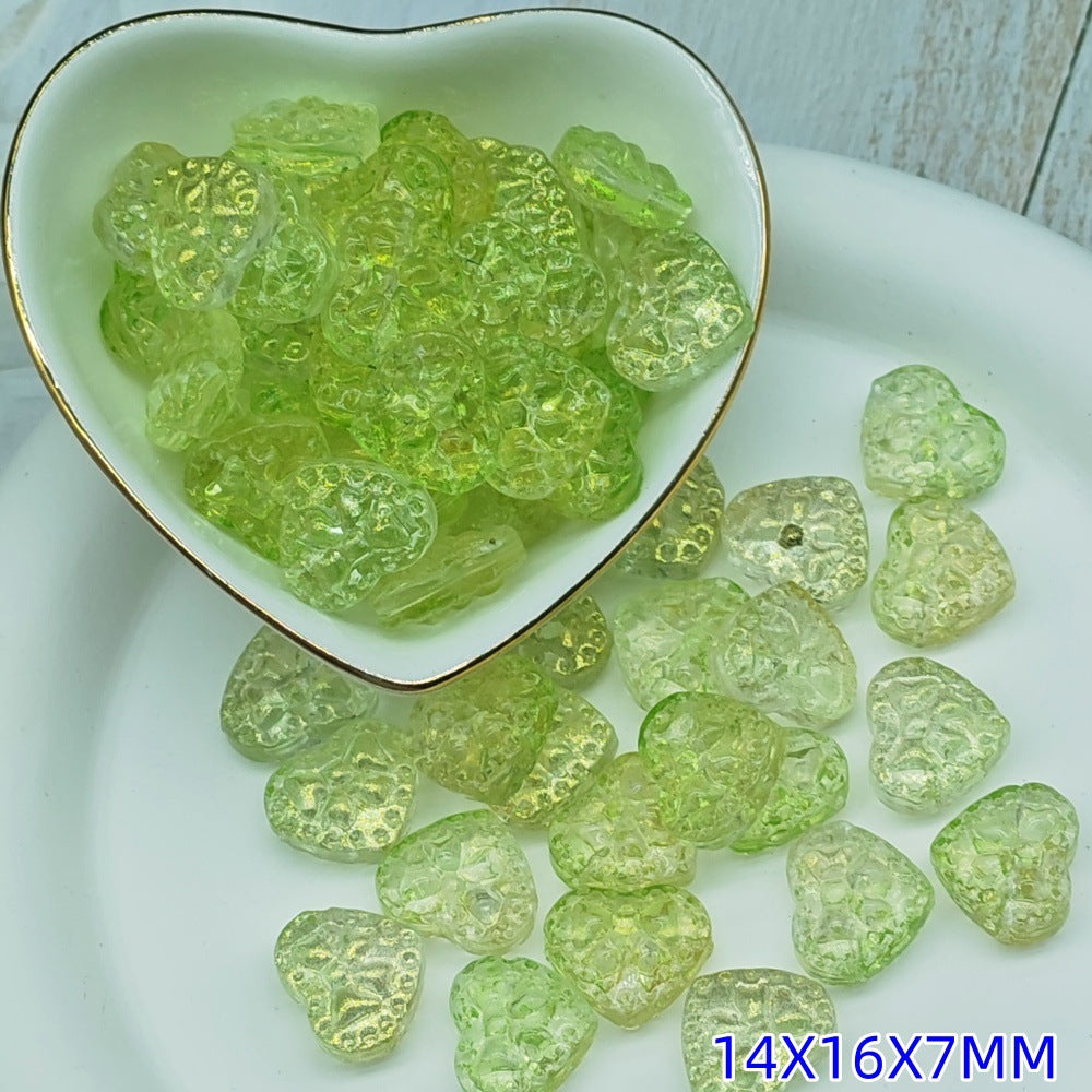 Transparent Bow Pattern Heart Glass Beads 14x16x7mm 25pcs 16