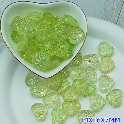 Transparent Bow Pattern Heart Glass Beads 14x16x7mm 25pcs 16