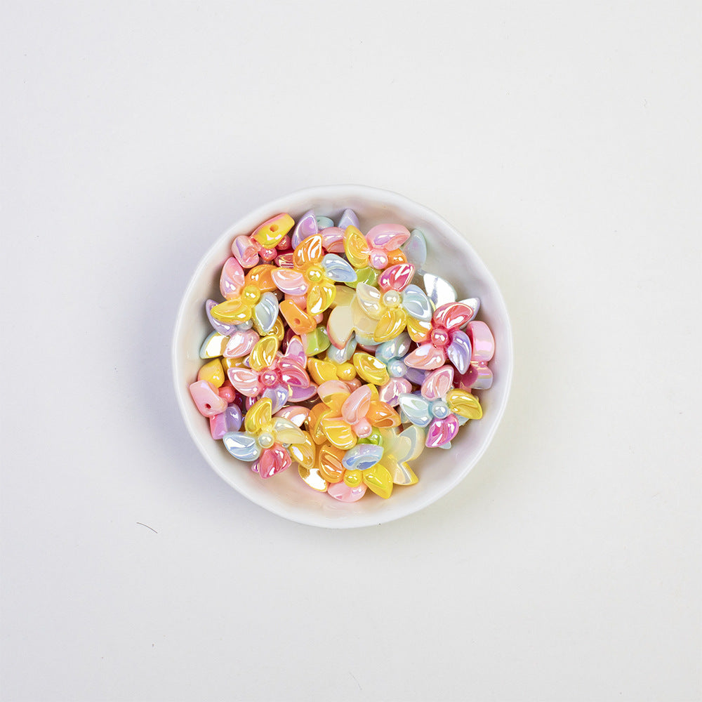 Plating Mini Windmill Resin Beads 14mm Colorful Glossy 20pcs 2