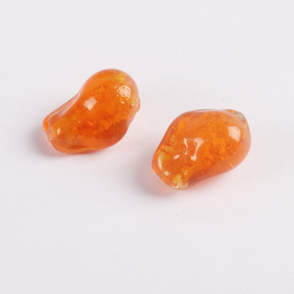 Lampwork Glass Beads Irregular Bone Shape 12mm Glow In The Dark 10pcs 7