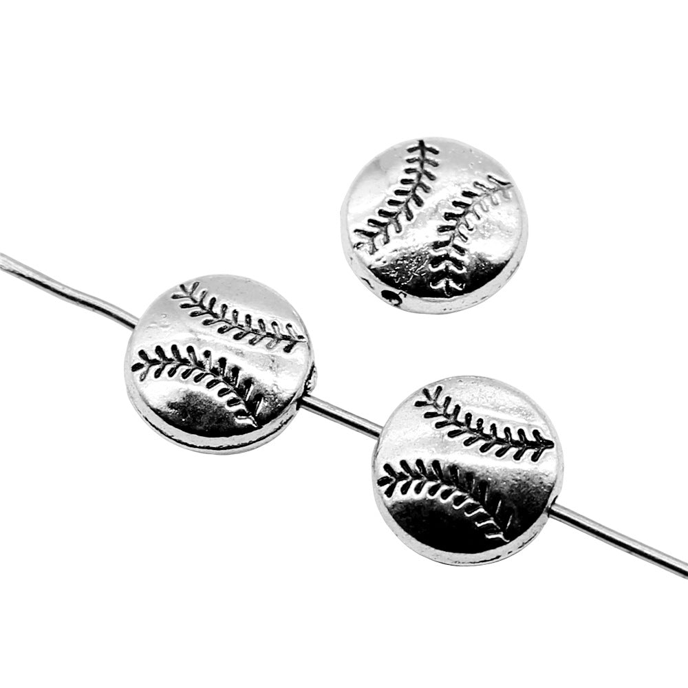 Flat Metal Beads 10mm Antique Silver Tennis Style 30pcs 3