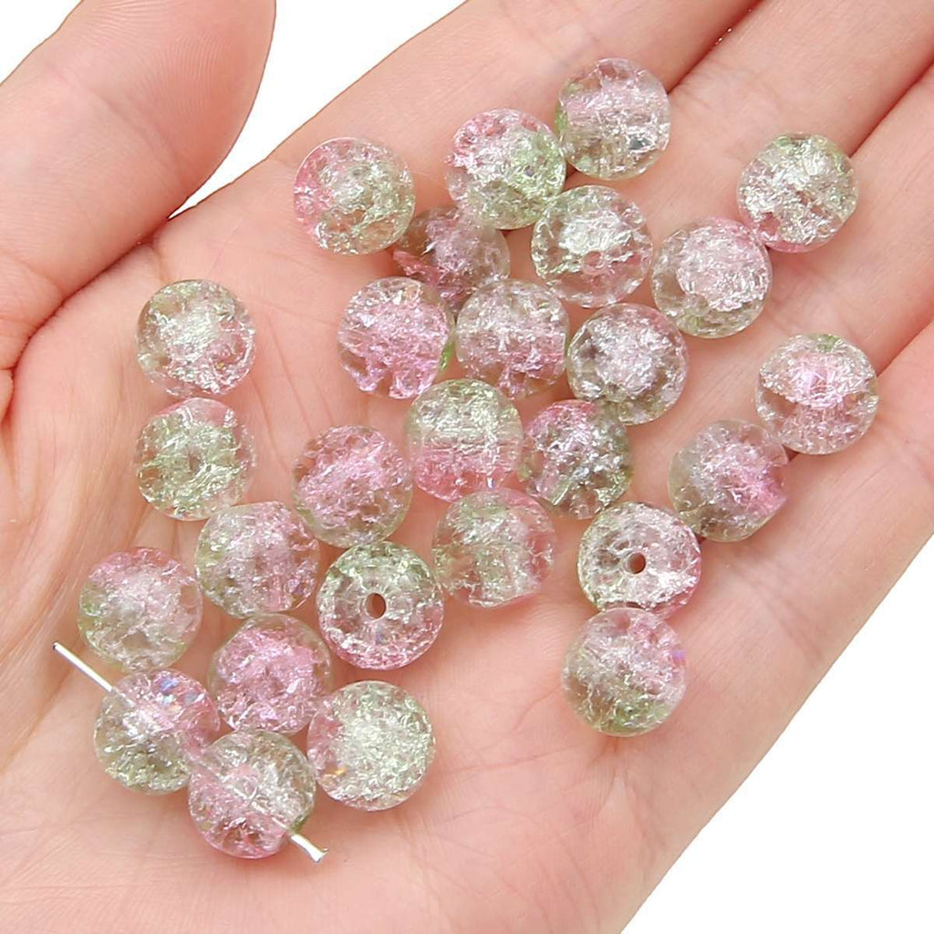 Crackle Round Glass Beads 10mm Assorted Colors 40pcs 36