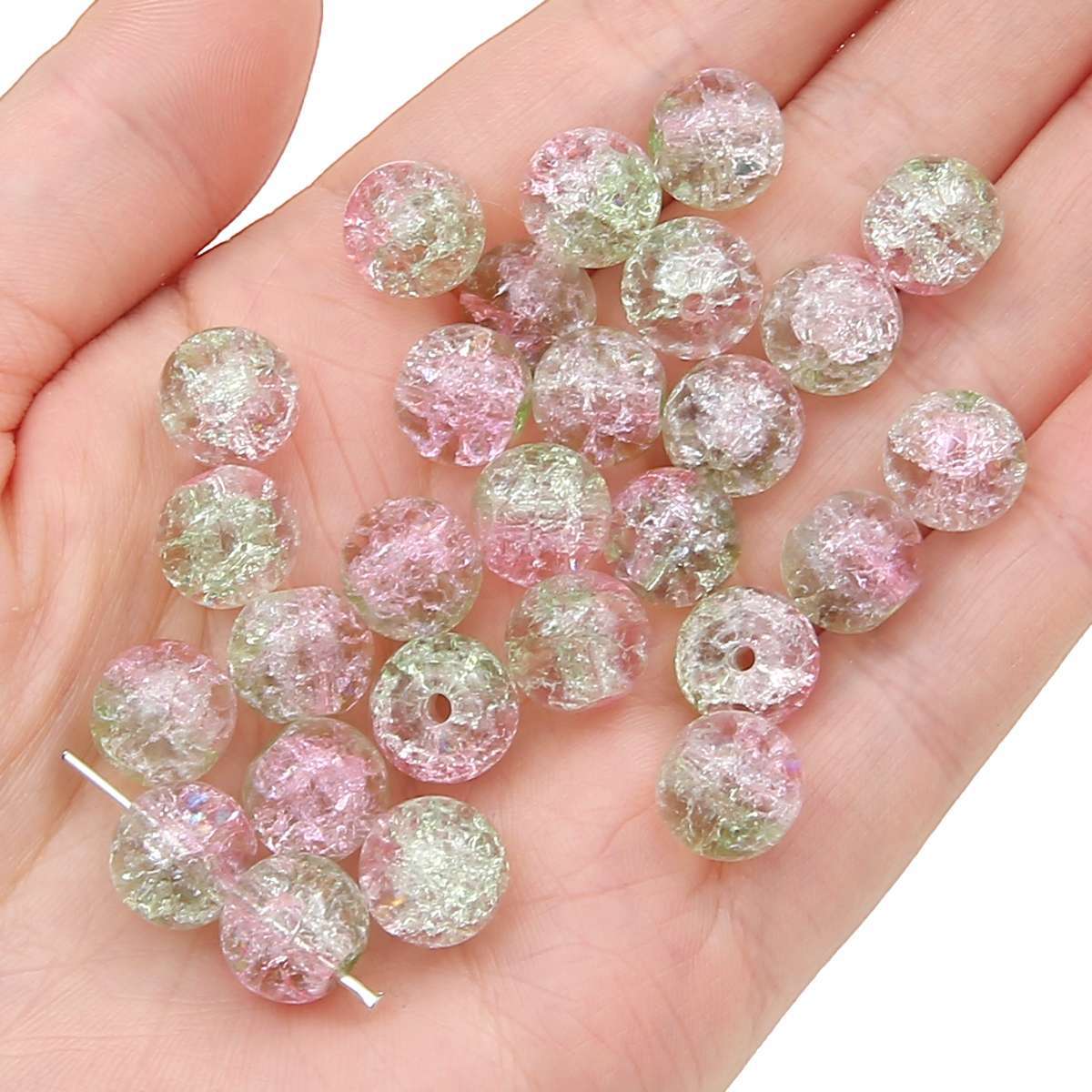 Crackle Round Glass Beads 10mm Assorted Colors 40pcs 36