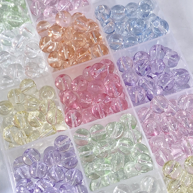 Ice Transparent Round Glass Beads 8mm Pastel Frosted Glow 100pcs