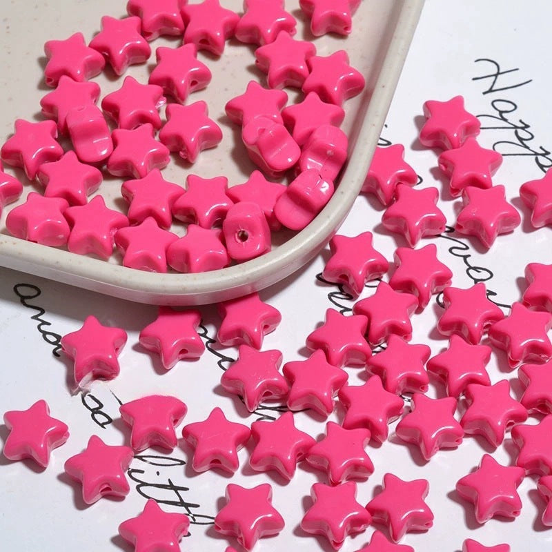 Glow Star Acrylic Beads 11mm Glossy Vibrant Colors 50pcs 9