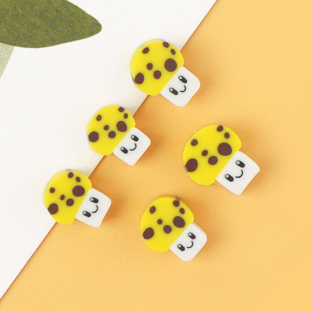 Mushroom Clay Beads 10mm Yellow Dotted Polymer 100pcs 4