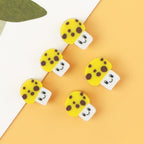 Mushroom Clay Beads 10mm Yellow Dotted Polymer 100pcs 4