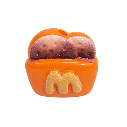 Painted Mcdon Fries Acrylic Beads 22mm Colorful 10pcs 13
