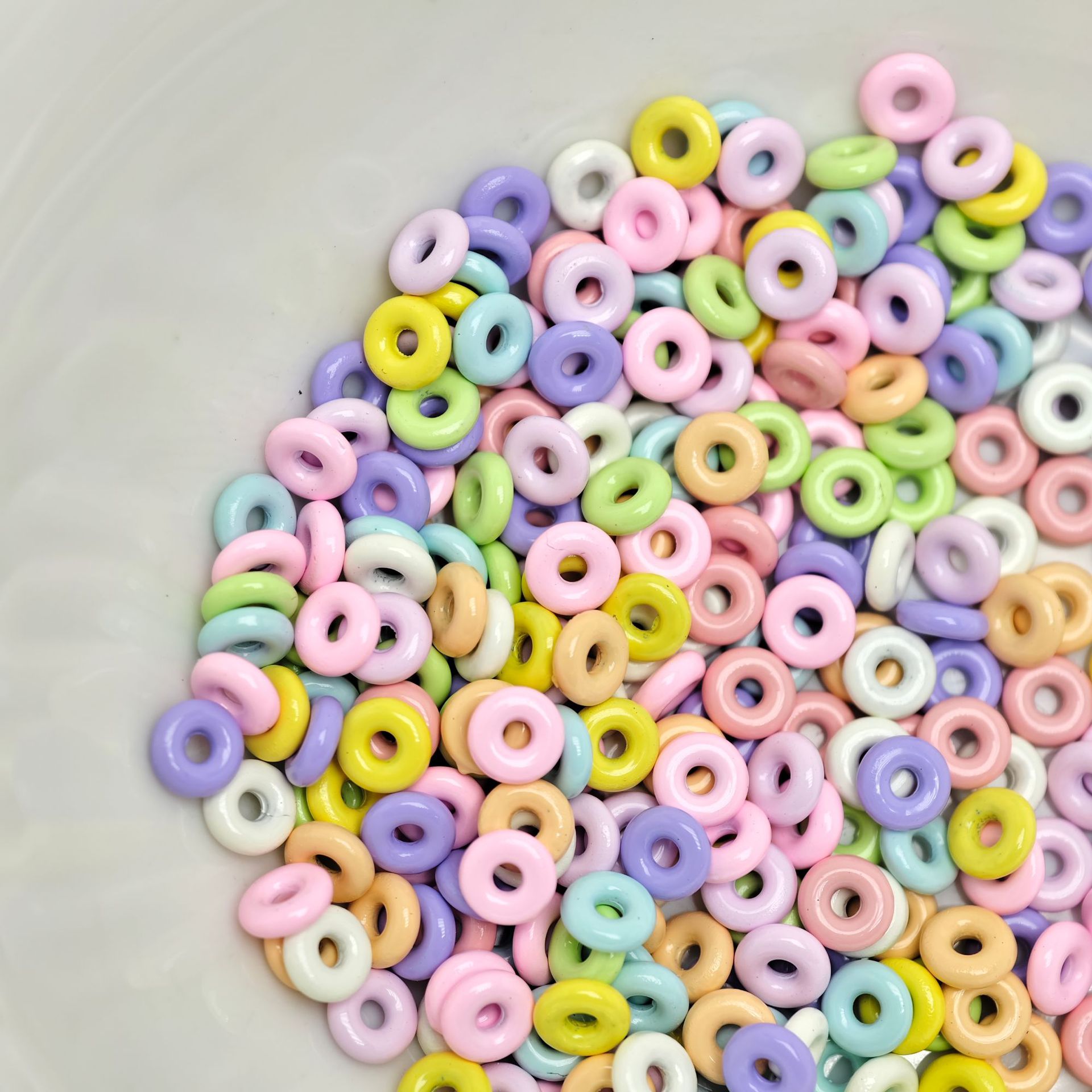 Alloy Donut Spacer Beads 5mm Baking Painted Solid Color 30pcs 19