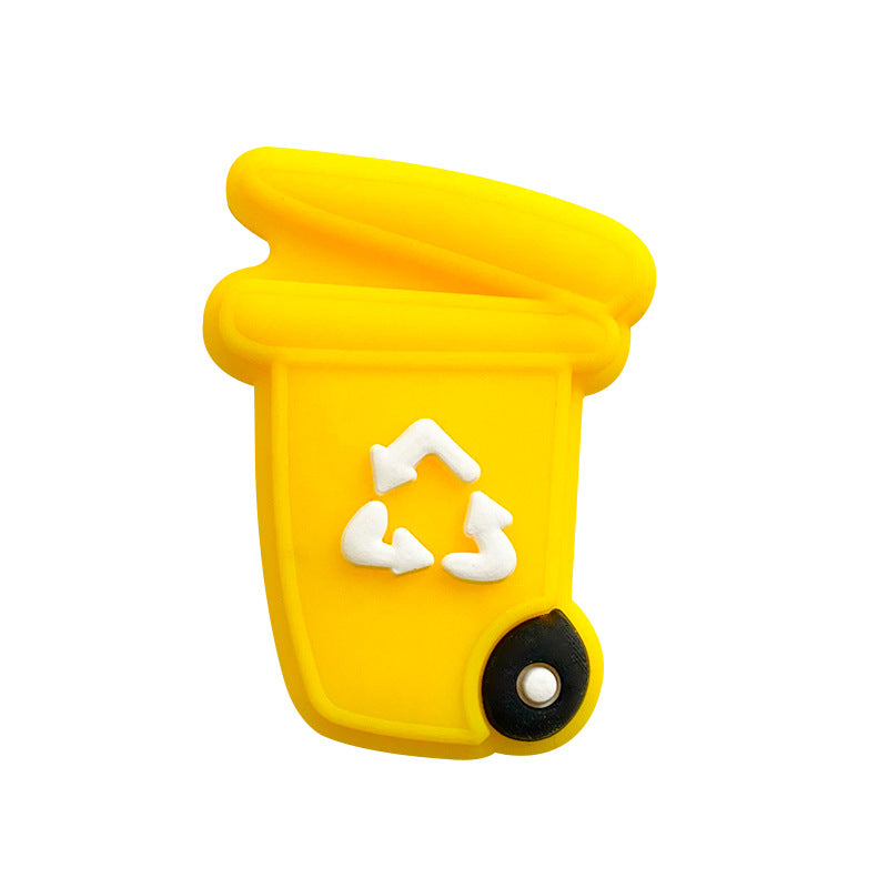 Silicone Focal Beads Garbage Bin With Slightly Open Lid 20pcs 7