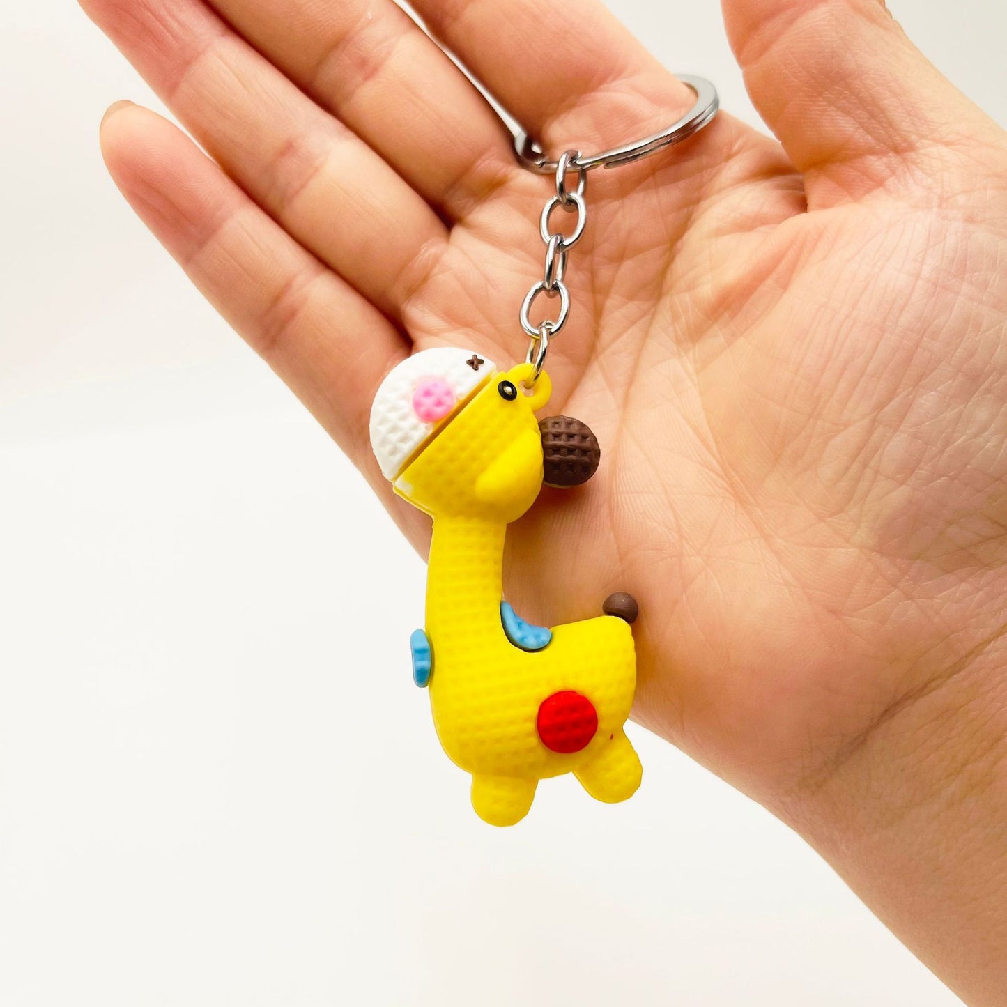 PVC Cartoon Giraffe Keychain Vibrant Colors Chunky Textures 7