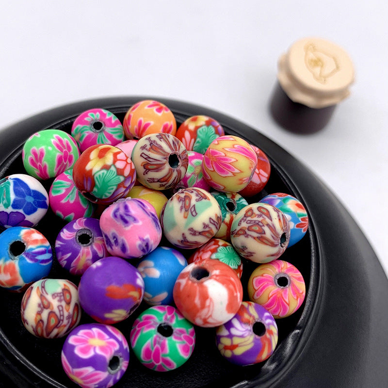 Round Clay Beads 6-8-10mm Vintage Pattern Polymer 1000pcs