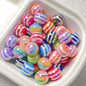 UV Plating Striped Resin Beads 11mm Glossy Round 20pcs 19
