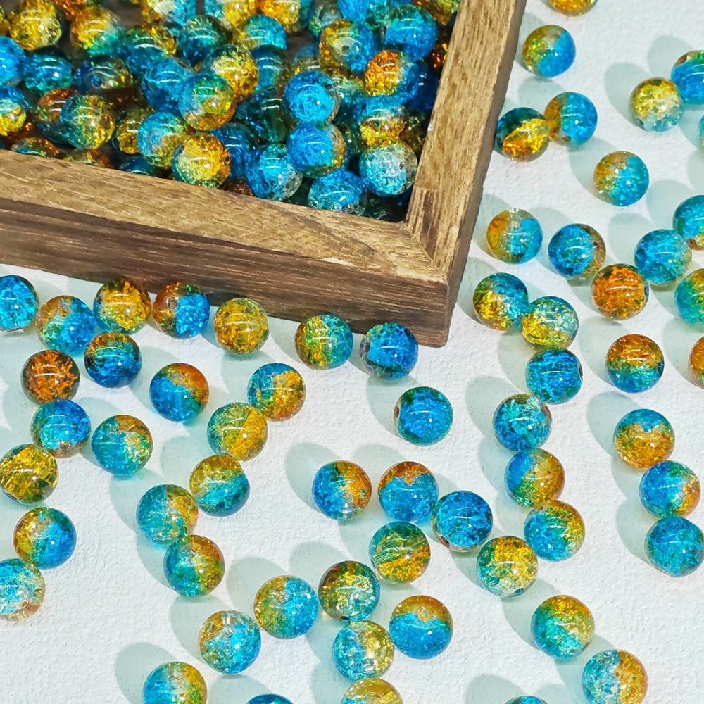 Crackle Round Glass Beads 10mm Bright Multicolor 50pcs 3
