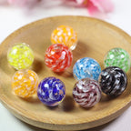 Lampwork Glass Beads Round 14mm Two-Tone Spiral Pattern 10pcs