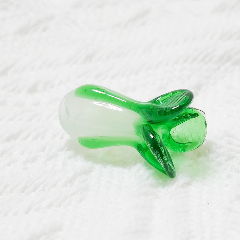 Lampwork Glass Beads Chinese Cabbage 9x20mm Translucent Green 20pcs 4