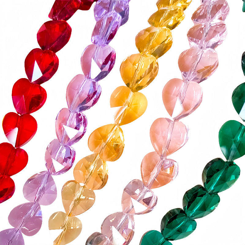 Heart Transparent Glass Beads 12mm Faceted Smooth 10pcs 5