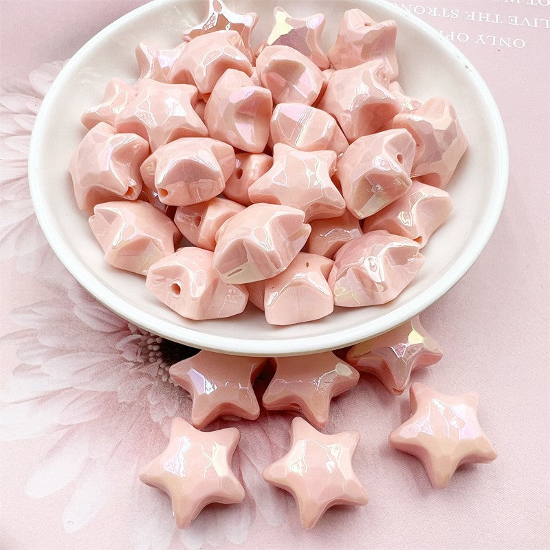 Glow Star Acrylic Beads 20mm UV Plated Cream Colors 10pcs 12