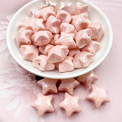 Glow Star Acrylic Beads 20mm UV Plated Cream Colors 10pcs 12