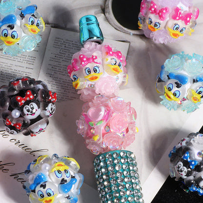 Embellished Bubblegum Beads 20mm Donald Duck Minnie Floral Design 5pcs