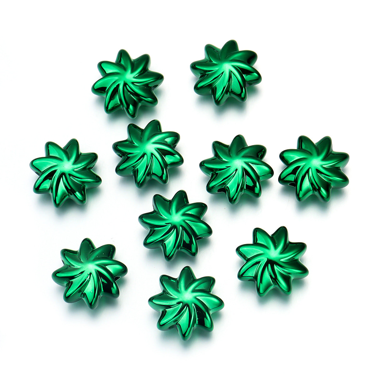 UV Plating Flower Acrylic Beads 20mm Metallic Finish 10pcs 10