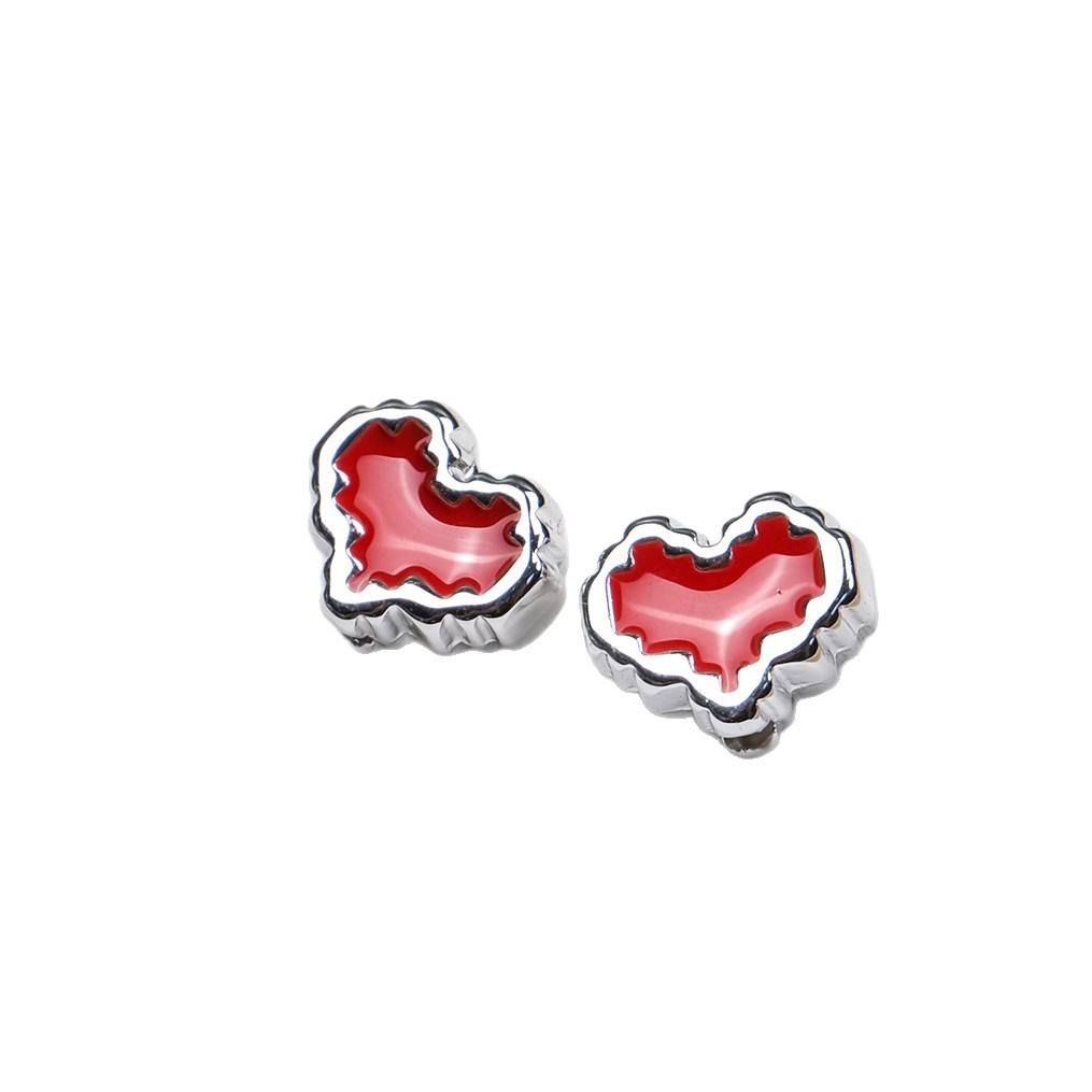 Silver Pixel Heart and Star Acrylic Beads 11mm Mixed Shapes 50pcs 4