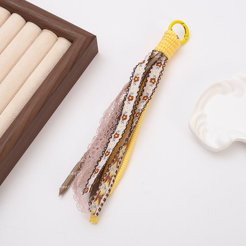 Braided Boho Lace Tassel Crochet Keychain Polyester 19cm 4pcs 14
