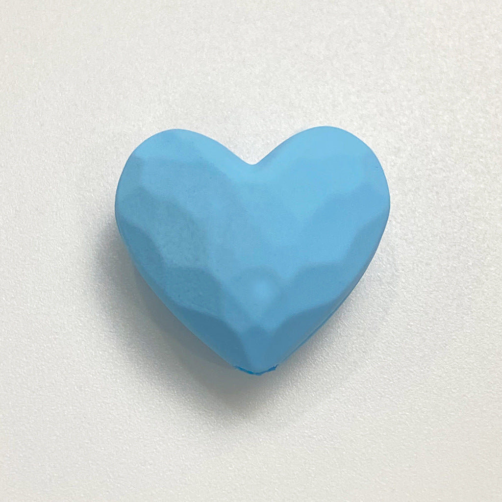 Rubberized Spray Painted Faceted Heart Acrylic Beads 19mm 50pcs 9