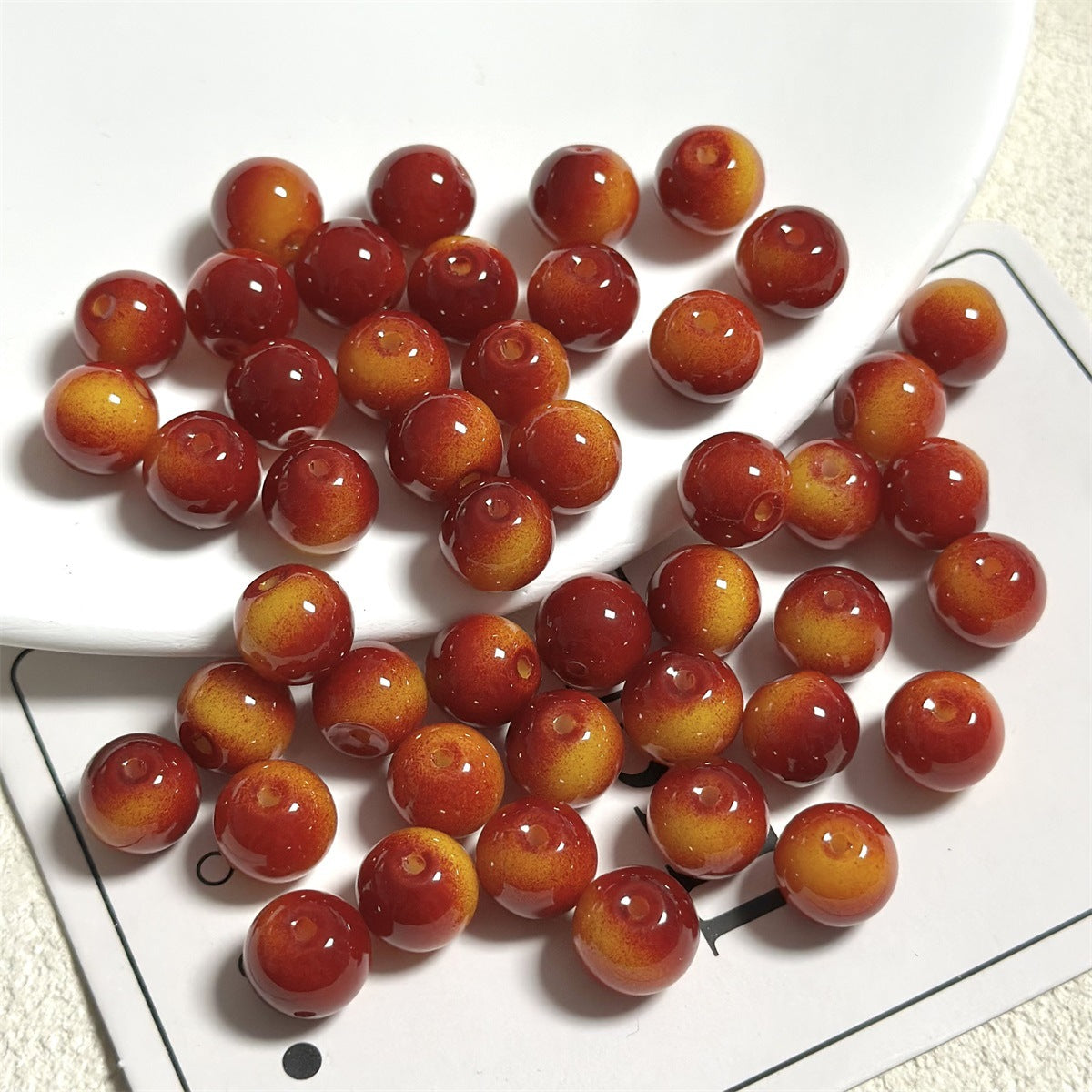 Antique Round Glass Beads 10mm Imitation Tigers Eye Gradient 40pcs 6