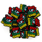 Silicone Focal Beads Keep Up the Good Work Colorful Letters Black Base 20pcs 2