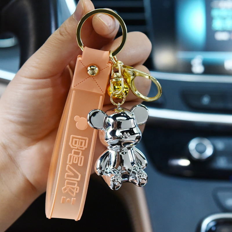 Acrylic Electroplated Bear Keychain with Silicone Strap Colorful Charm 6